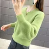 Suéteres para mujer 2023 otoño invierno suéter grueso mujeres tejido sólido jersey manga larga fasion shortjumper suave cálido pull femme q658