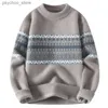 Outono/inverno masculino listra padrão weer moda masculina casual suéteres grossos pullovers de lã quenteb tamanho completo M-3XL q230830