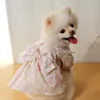 Dog Apparel Spring And Autumn Clothes Cute Skirt Elegant Floral Puppy Bow Pet Cat Durable Costume