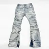 Jeans da uomo PFNW Primavera Autunno Uomo Indossato Design di nicchia Pantaloni denim vintage Pantaloni lunghi jeans a pieghe aderenti alla moda 12A7717 230829