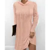 Kvinnors tröjor Casual Hooded Sweater Dress 2023 Autumn/Winter Solid Color Long Sleeped Stickover For Women S-XXL