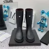 Damenstiefel Designer Gummi Winter Regenstiefel Dicke Sohle Knöchelärmel Halb Rosa Schwarz Grün Outdoor 9