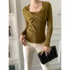 Pulls pour femmes Ruché Mode Tricot Femmes Pull Pull Pull Manches Longues Beige Sexy Slim Fit Casual Tops Coréens Jumper Vêtements