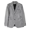 Mäns kostymer blazers brittisk stil herr houndstooth smal fit blazers enkel smal fit affärsklänning rockar brudgum bröllop tuxedo kostym jacka 230829