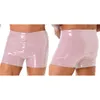 Underpants Mens Wet Look Patent Leather Shorts Brief Bulge Pouch Boxer Elastic Waistband Short Pants Clubwear