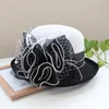 Wide Brim Hats Bucket British Lady Deby Race Fedora Hat Summer Church Elegant Sinamay Flower Linen Sun Cap Women Vaction Curl Brimmed Cloche 230829