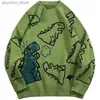 Maglione Uomo Harajuku Moda lavorato a maglia Hip Hop Streetwear Dinosauro Cartoon Pullover Oversize Casual Coppia O-Collo Maglioni vintage Q230830