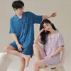 Vêtements de nuit pour hommes Summer Couple Pyjamas Hommes et femmes Modal Coton Soie Modèles Grande Taille Short à manches courtes Ensemble de sous-vêtements pour femmes