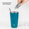 Water Bottles 600ml Stainless Steel Vacuum Flask With Retractable Straw LeakProof Coffee Tea Cold Drink Bottle Car Thermos Mug Tumbler 230829
