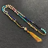 Pendant Necklaces 2023 Unique Boho Style Natural Stone Colorful Tassels Charm Beads Knotted Bohemia Lariat Long Necklace Yoga Energy Gift