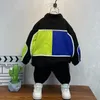 Kleidung Sets Herbst Kinder Große Tasche Langarm Set Jungen Strickjacke Pullover Hosen Zweiteilige Einfache Sportswear