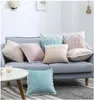 Kussen Home Decor Zacht Roze Blauw Fluwelen Hoes Met Kant Decoratieve Pompom Bal Gooi Kussensloop Pillowsham 45x45