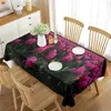 Bordduk Tulpan Draduk 3D Pink Flower Plant Mönster Täcker Rektangel för kök vardagsrummet Matspicknickdekoration
