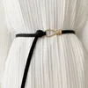 ベルト女性ドレスのズボンのための薄いゴールデンバックルPUレザーストラップカジュアルブラックレディースデザイナーウエストバンド