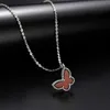 Collana di design Quadrifoglio di lusso Top imitazione argento sterling Farfalla femminile naturale Fritillaria agata rossa e nera Van Clee Accessori Regalo di gioielli