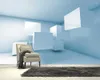 Wallpapers Papel De Parede Abstract Cubes In The Blue Room Geometric 3d Wallpaper Living Tv Wall Bedroom Papers Home Decor