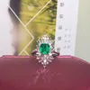 Anneaux de cluster AZJ Pur 18K Or Blanc Bijoux Nature 1.33ct Vert Émeraude Pierres Précieuses Diamant Femelle Pour Femmes Bague Fine