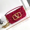 High quality designer bag women channel bag handbag high quality crossbody bag Genuine Leather sequin bags trendy letter pattern straddle shoulder bag free -V