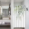 シャワーカーテン36x72ハーフサイズシャワーカーテン緑の葉の花のバスカーテン防水シャワーカーテンバスルームの装飾R230830