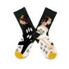 Women Socks LEOSOXS Logo Artistic Female Hyuna Ins Jacquard Web Celebrity Street Skate Retro American Style