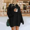 Women's Sweaters Womens Oversized Casual Crewneck Long Sleeve Sweater Dress Loose Solid Color Dresses For Ladies Fall Winter