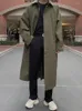 Męskie okopy płaszcze mauroicardi wiosna jesień długotrwały czarny czarny płaszcz khaki mężczyzn raglan rękaw w pojedynczej piersi luźna moda koreańska