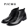 Сапоги PJCMG Британский стиль черный красный подлинный кожаный кружев