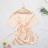 Mäns Sleepwear Casual Silk Satin Solid Color Long Robes Wrap Dressing Gown Kimono Bathrobe Nightgown Pyjamas