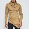 Heren T-shirts Effen kleur T-shirts Heren Top Stijlvolle opstapelkraag Lange mouw Zoom Slanke overhemdpullover