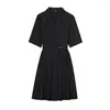 Robes grande taille 150Kg buste femme 147 été ample cranté manches courtes robe plissée noir 5XL 6XL 7XL 8XL 9XL