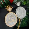 Pendant Necklaces Iced Out Bling CZ Crown Round Letter Big B Pendant Necklace Cubic Zirconia Bitcoin Charm Men Women Fashion Hip Hop Jewelry 230830