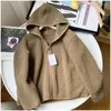 Women's Jackets Double-Sided Cashmere Warm Winter Jacket Women Velvet Coat Fur Long Sleeve Tops Fleece Patchwork Hoody Casacos