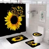 Занавески для душа подсолнечная занавеска с ванными ковриками крышка ванной комнаты цветок черный анти-скользи