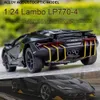 DIECAST Model Car 1/24 Lambo LP770-4 Diecasts Modele samochodów zabawki metalowe pojazdy terenowe 4 drzwi otwarte z przyciągającymi zabawkami dla dzieci 230829