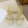 Slippers Summer Women обувь Прозрачная хрустальная z -веревка для душевой одежды для женского размера 8 ширина шириной