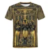 Heren T-shirts Vintage Anubis Zwart Egyptische Kunst 3D Gedrukt T-shirt Mannen Vrouwen Casual Korte Mouw Oude Egypte Klassieke Shirt tee Tops