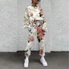 Män s hoodies Sweatshirt S Two Piece Set Floral Print Tracksuit Casual Long Sleeve Sport Sours Spring Autumn and Pant 230829