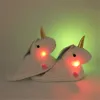 Pantoufles 35cm licorne en peluche intérieur hiver chaussures chaudes avec lumière LED pantoufle brillante pour les filles la nuit 230830