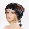 Czapki czaszki czapki 2023 Lady Rex Rabbit Fur Hat Naturalny ciepły szalik Kobiety ręcznie miękkie szaliki 230829