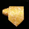 Cravates en soie pour hommes, ensemble de cravates florales en or jaune et mouchoirs, boutons de manchette, costume de fête de mariage pour hommes, mode Paisley cou