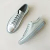 Geklede schoenen DONNAIN Mode Dames Designer Luxe merk Zilver Echt leer Casual veterschoenen