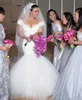 Vestidos de casamento branco vestidos de noiva apliques formais novo marfim personalizado plus size rendas até sereia trompete frisado sem mangas com decote em v tule