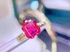 Bagues de cluster 2023HN Solide 18K Gold Jewel Naturel Tourmaline Rouge Pierres précieuses 3.46ct Diamants Femelle Pour Femmes Bague Fine