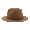 Wide Brim Hats Bucket Fedora for Women Men Solid Band Belt Classic Formal Dress Khaki Black Winter Sombreros De Mujer 230829