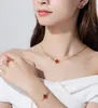 Vergulde Sieradensets Titanium Staal Dubbelzijdig Klavertje Vier Cleef Ringen Armband Oorbellen Ketting 4 stks/set Designer Bloemen