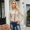 Women's Jackets Slim Fitting Long Sleeved Spring And Autumn Leather Jacket For Short With Zipper