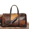 Duffel Väskor Män /kvinnor Stora bagage Travel Bag Luxury Unisex Leisure Weekend Suitcase Leather Duffle Weekender