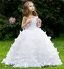 Elegant Scoop Neck Long Sleeve Butterfly Decal Wedding Party Formal Occasion Lace Flower Girl Dress