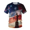 T-shirt da uomo USA Flag America Luglio Quarto 3d Stampa Tshirt Top Uomo Donna Moda Casual O-Collo Tees Camicia Boy Girl Abbigliamento Camiseta