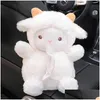 Boîtes à mouchoirs Serviettes Boîte de voiture Peluche Poupée Piggy Mouton Serviette Porte-papier Style Portable Cas Maison Drop Livraison Jardin Cuisine Dini Dhnly